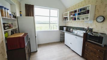 Fridge, microwave, oven, electric kettle