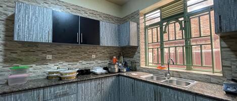 Fridge, microwave, stovetop, toaster