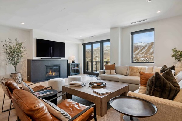 TV connectée, cheminée, chaîne hi-fi