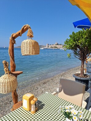 Am Strand, Sonnenschirme