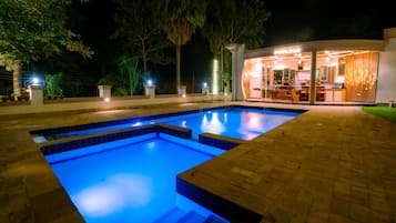 Outdoor pool, pool umbrellas