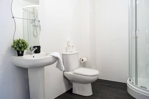 Comfort-Apartment | Badezimmer | Dusche, Regendusche, Haartrockner, Handtücher