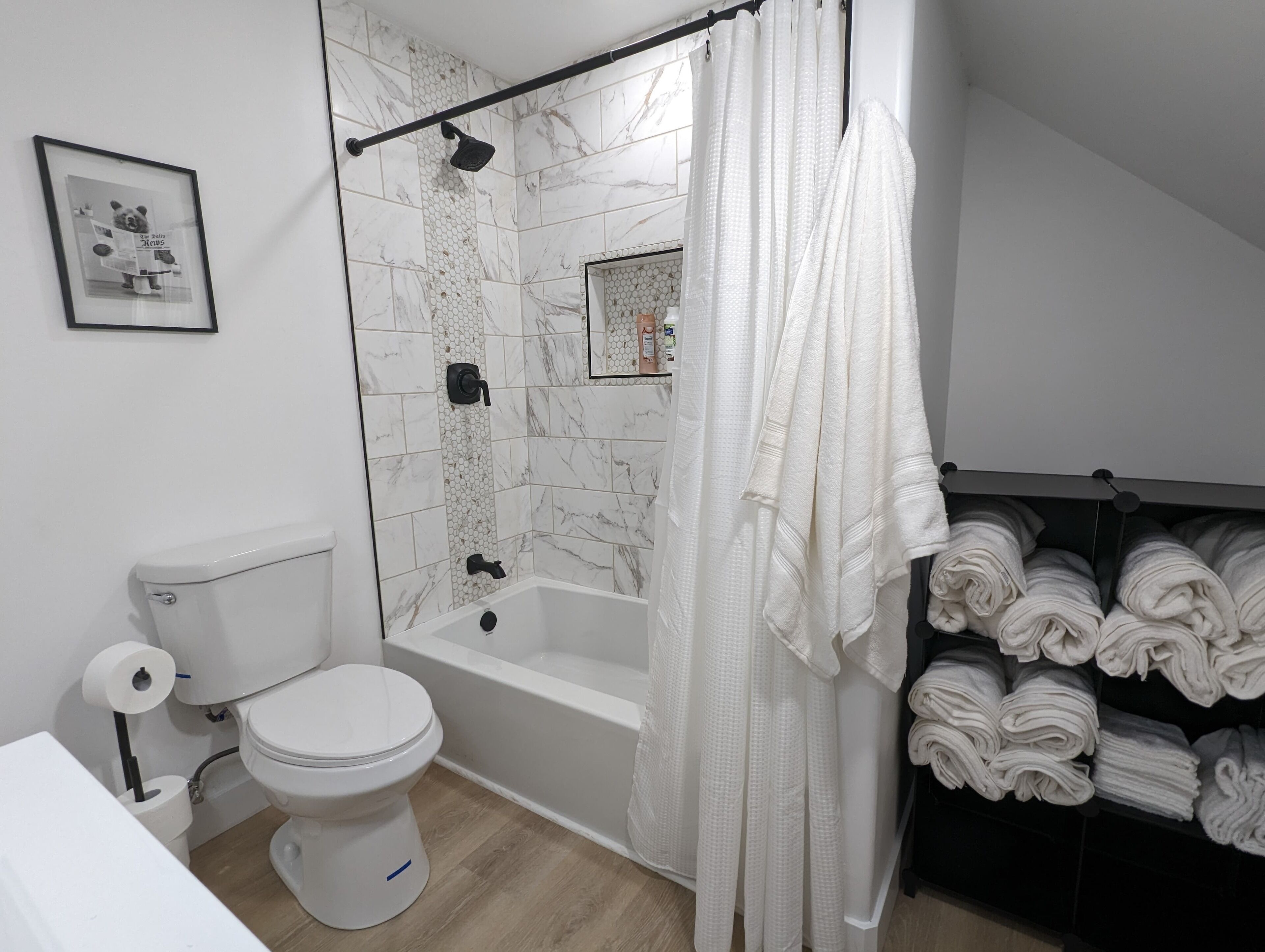 Handdoeken, zeep, shampoo, toiletpapier