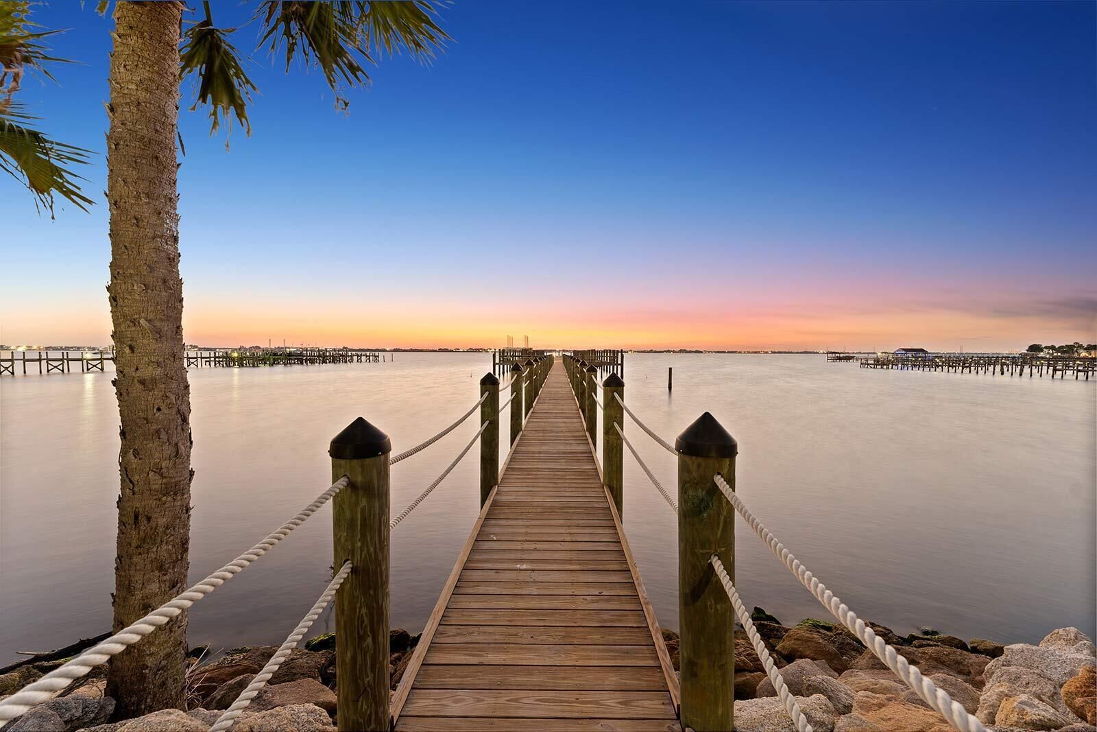 Walkway to Indian River at Twilight
