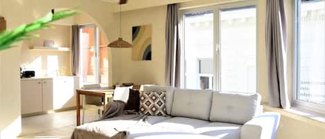 2 bedrooms, premium bedding, memory-foam beds, blackout curtains