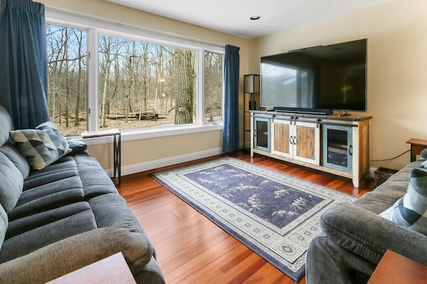 Living room with large smart TV