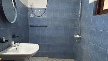 Shower, bidet, towels, soap