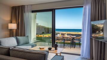 Villa Deluxe, piscine privée, vue mer | Coin séjour