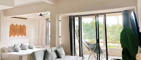 1 bedroom, desk, iron/ironing board, travel cot