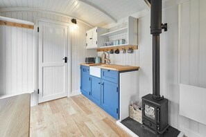 Fridge, microwave, electric kettle, toaster