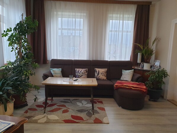 Una televisión, un reproductor de DVD, libros, una biblioteca de música