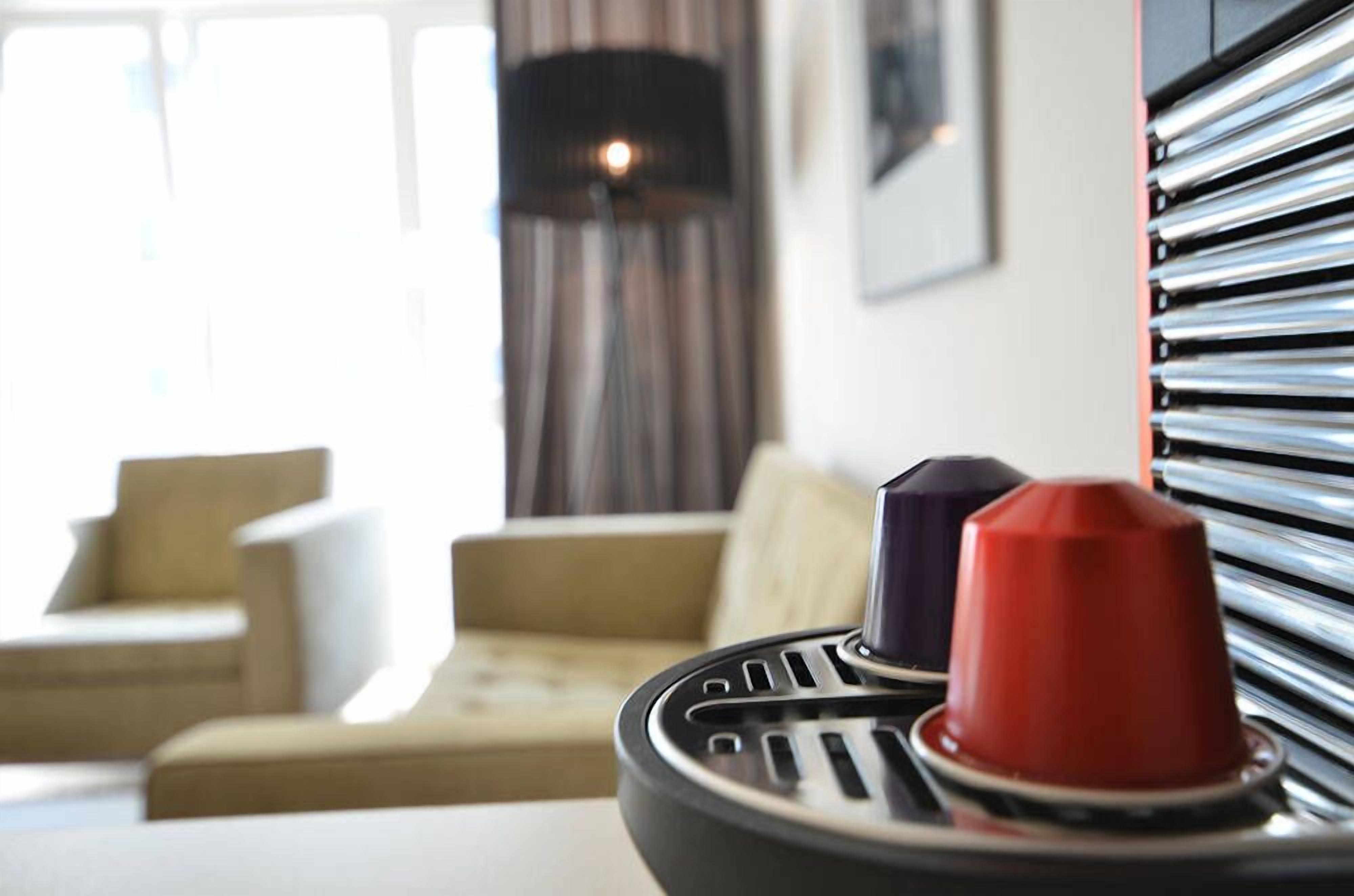 A modern living room with a sofa and a coffee table.