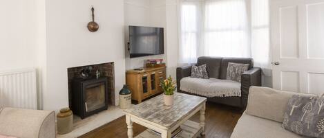 Smart-tv en een open haard