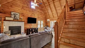 Smart TV, fireplace, video games