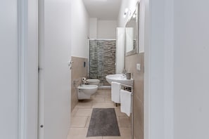 Ducha, secador de pelo, bidet, toallas