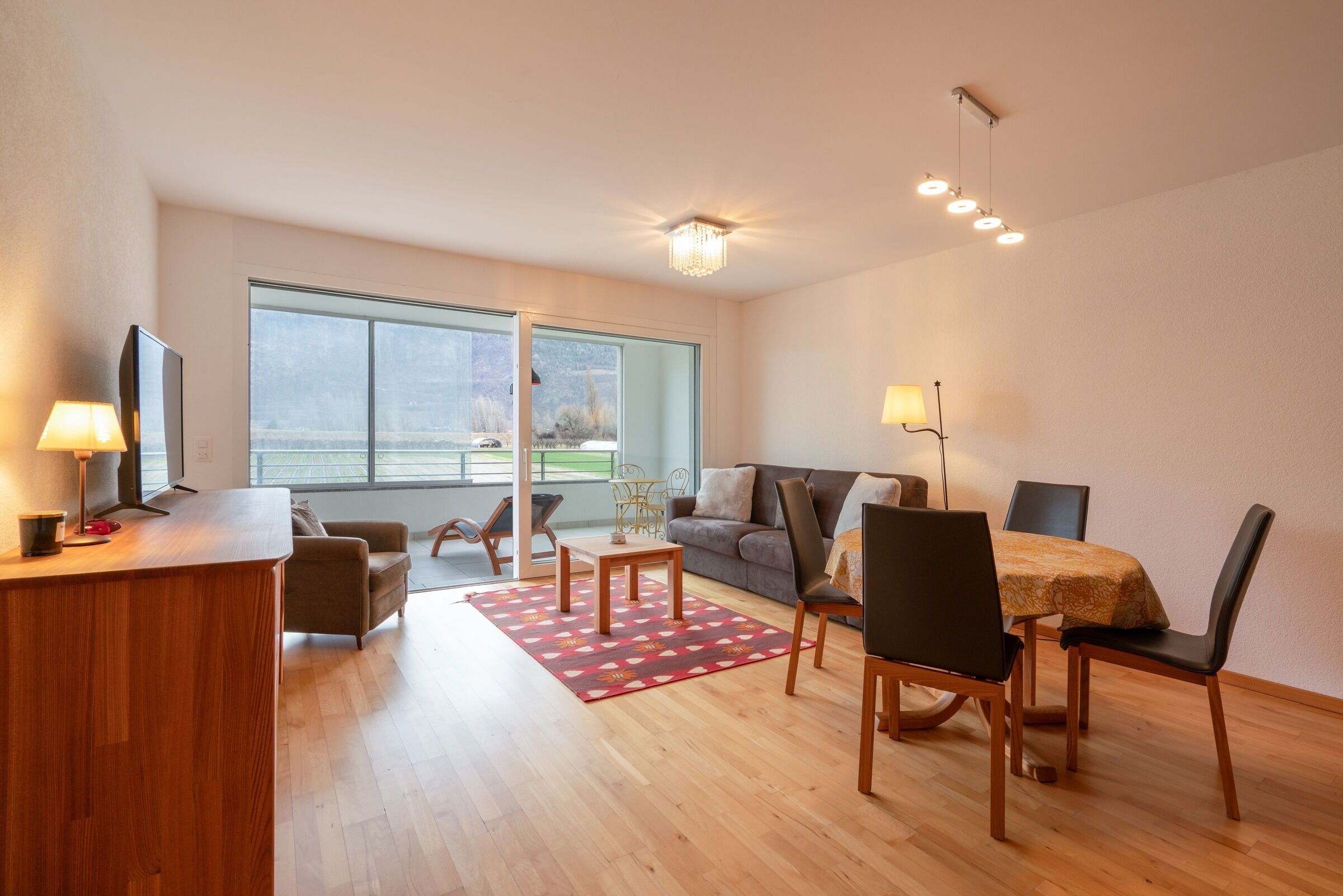 Charming flat with a magnificent south-facing terrace in the directly accessible Bains de Saillon co