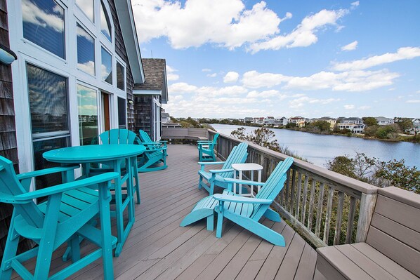 Outdoor dining - Oceanside, Hot Tub, Lake Views! Dogs Welcome! -OS2J, Jeanes Dream (Corolla)