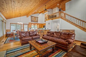 Televisión, chimenea y libros 