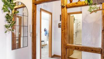 Regadera, secadora de cabello, toallas