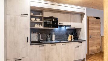 Kühlschrank, Mikrowelle, Herdplatte, Geschirrspüler