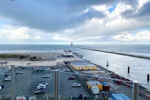 Utsikt mot strand/hav
