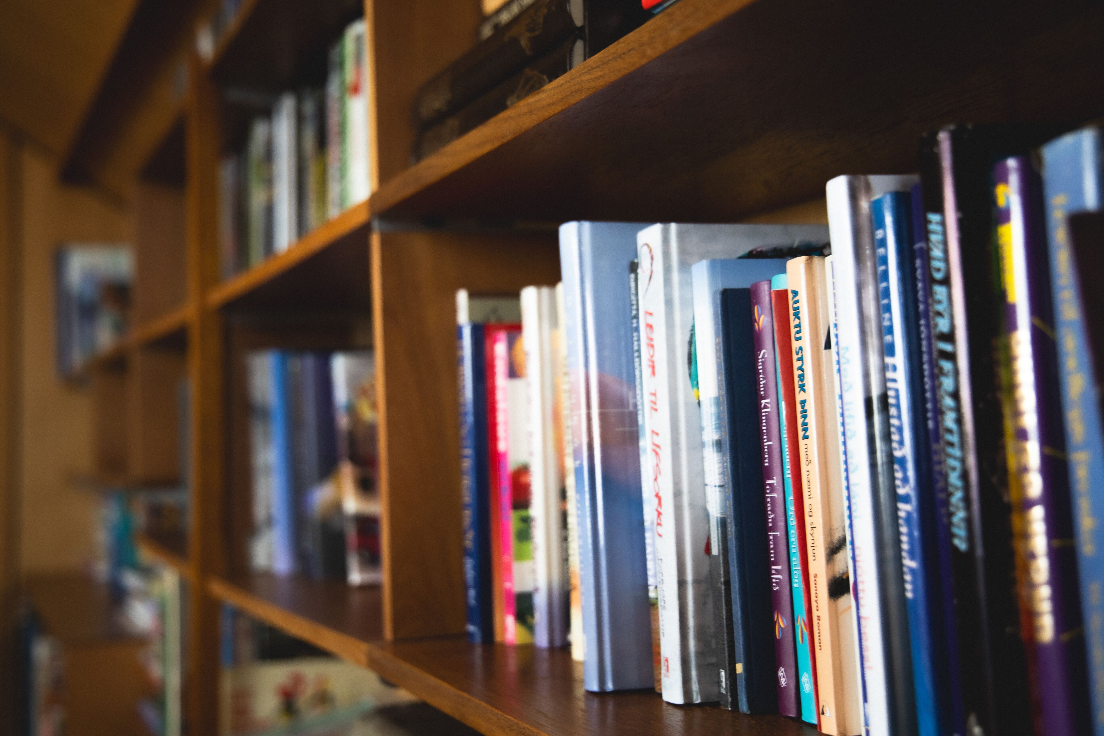 Una estantería con varios libros.