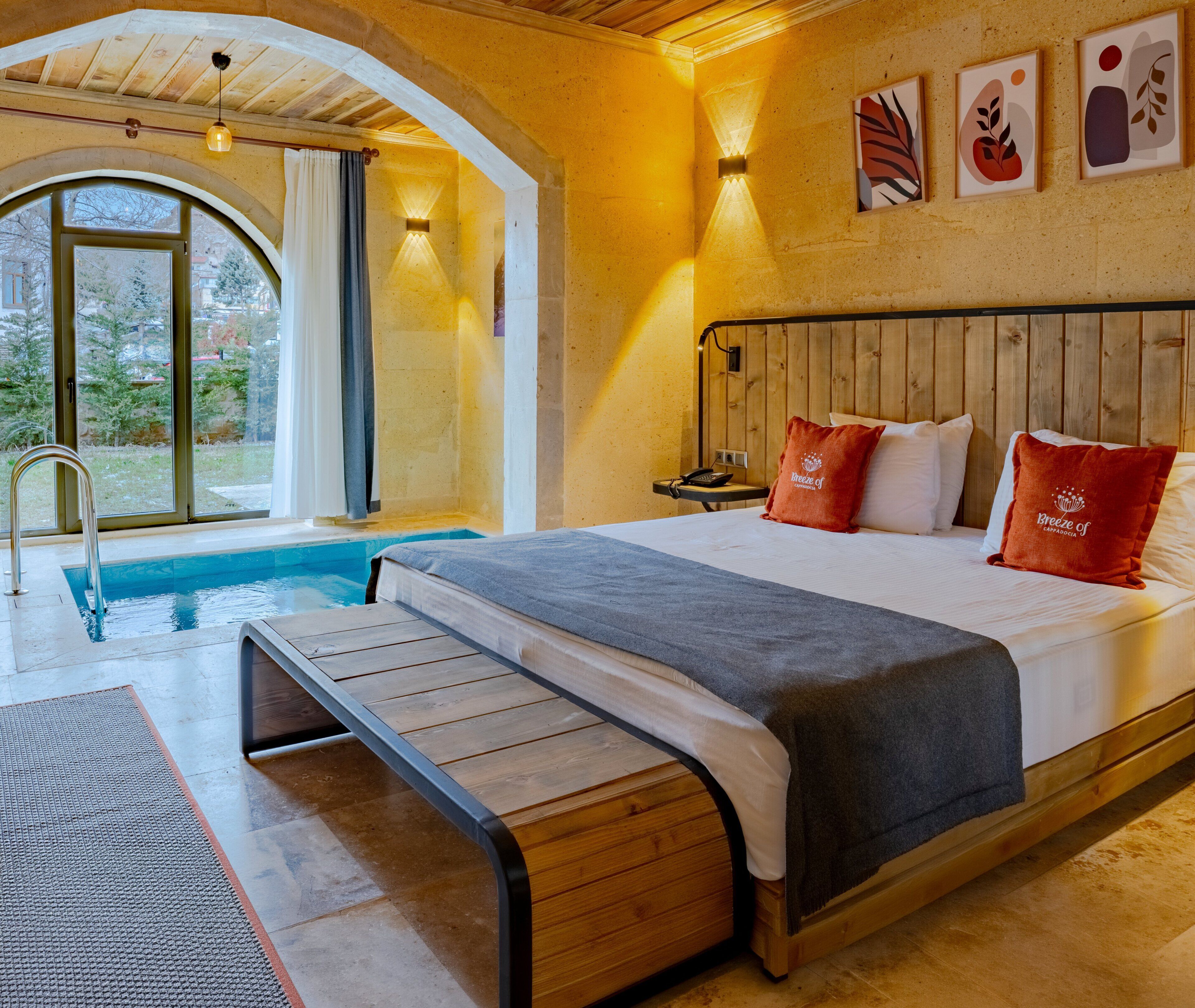 总统套房, 私人游泳池 | 埃及棉床单、高档床上用品、泰普尔床垫、迷你吧