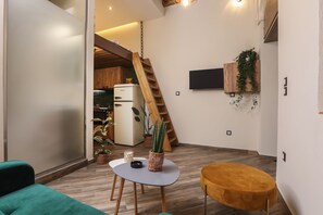 City Apartment | Living area | 32-inch TV with digital channels - Grandpa's Lab (Corfu)