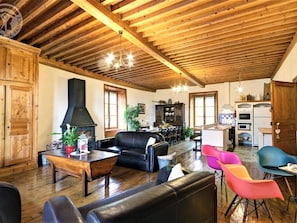 TV, fireplace, DVD player