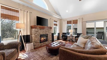 TV, fireplace, video games, DVD player