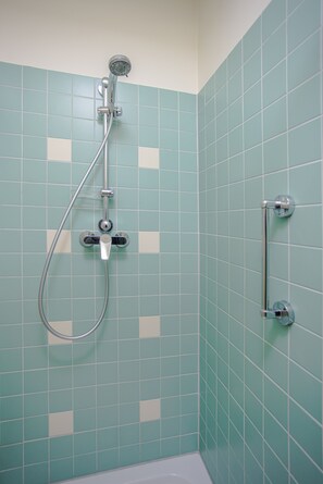 Hair dryer, towels, toilet paper