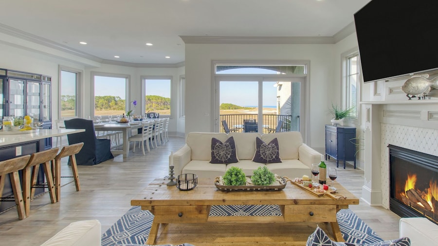 Steps to Beach, Infinity Pool + Hot Tub, Game Room Coastal Marsh by Avantstay