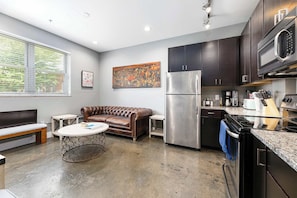Fridge, microwave, oven, stovetop - The West End Flats (Roanoke)