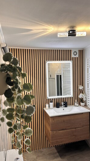 Shower, hair dryer, towels, soap - Chambres D'hôtes Chez L'habitant, Entre mer et Montagnes (Boaventura)
