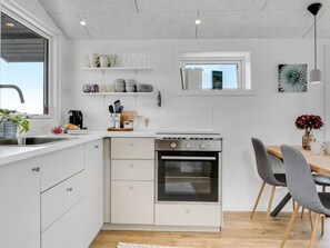 Fridge, oven, dishwasher, high chair