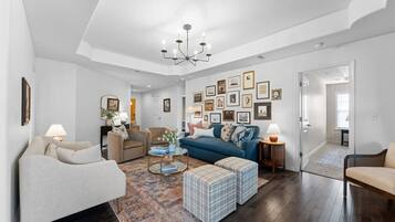 Una televisión, una chimenea, videojuegos, libros