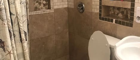 Shower, bidet, toilet paper