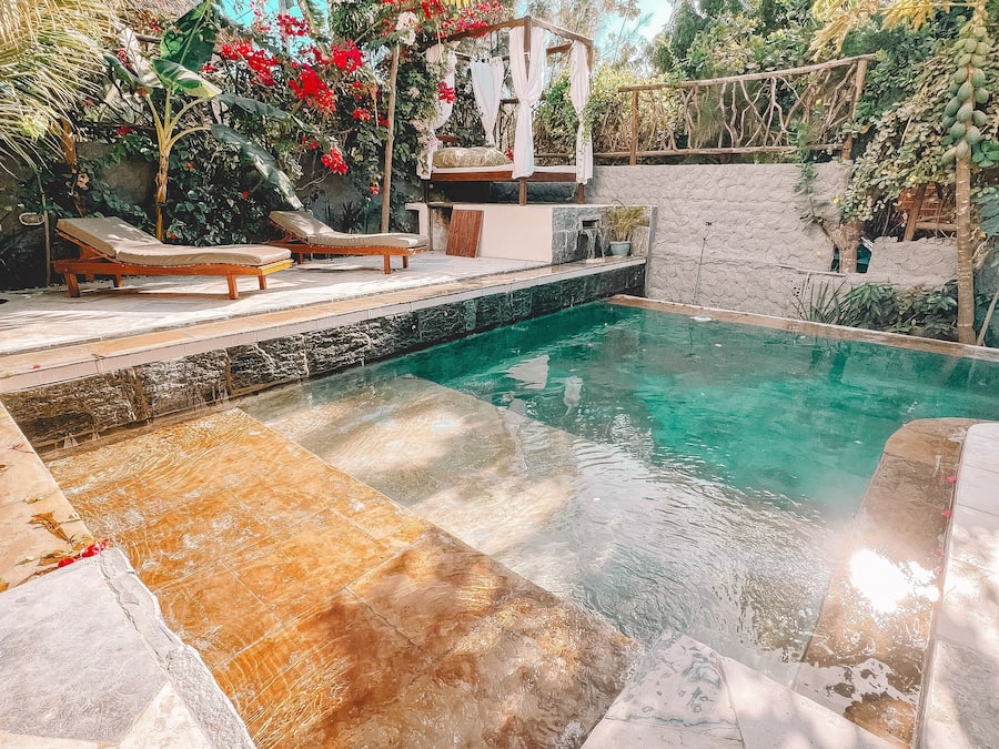 Indoor pool, open 9:00 AM to 9:00 PM, sun loungers