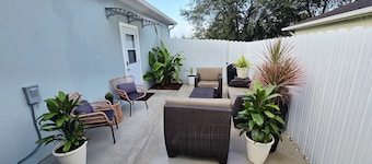 Private apt, king bed, full kitchen, huge shower.