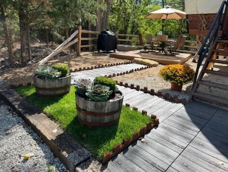Outdoor dining. New Conestoga 1843 Wagon