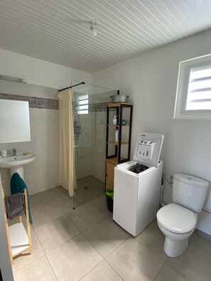 Dusche, Handtücher, Seife, Toilettenpapier