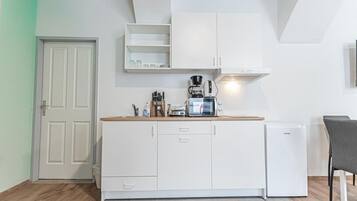 Microwave, stovetop, coffee/tea maker, toaster