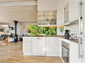 Fridge, oven, dishwasher, highchair