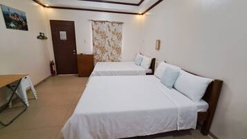 Poolside with 2 Double Beds | Desk, bed sheets