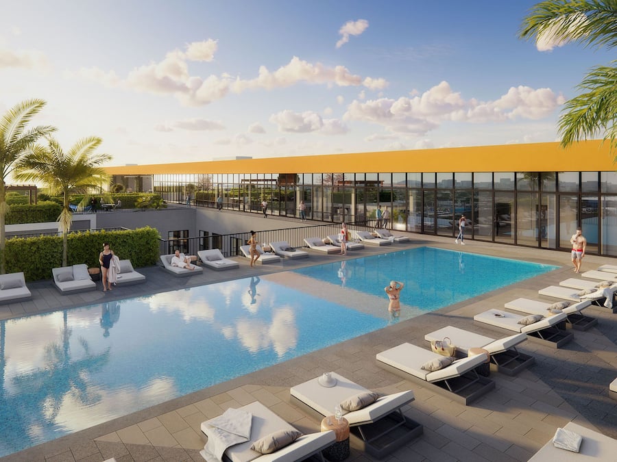 Outdoor pool, pool loungers