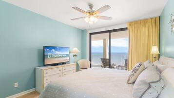 Condo Signature, 3 chambres, balcon, vue sur la plage | 3 chambres, décor unique, ameublement unique, fer et planche à repasser