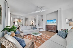 Signature House, 3 Bedrooms, Non Smoking, Balcony | Living room | 65-inch Smart TV with cable channels - The Sip at Sea (Gulf Shores)