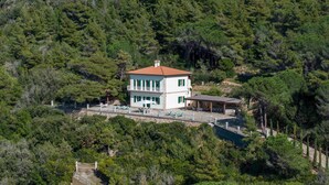 A two-story house with a red roof, surrounded by dense forest. - Villa Meraviglia 8, Emma Villas (Nisporto)