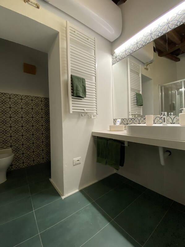 Dusche, Haartrockner, Bidet, Handtücher
