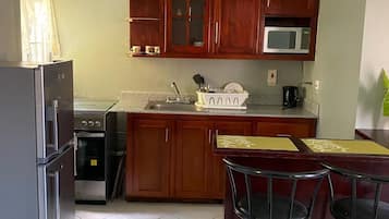 Comfort Apartment | Private kitchen | Fridge, microwave, stovetop, rice cooker